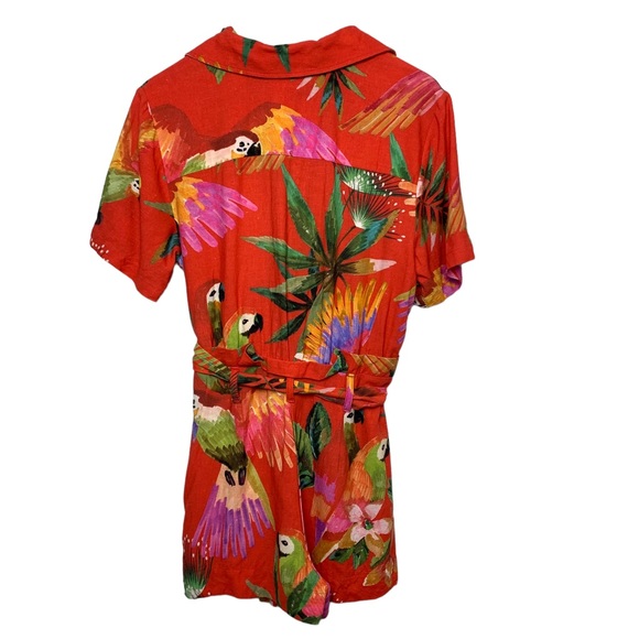 Farm Rio Red Macaw Romper Small Tropical Print - Picture 2 of 8